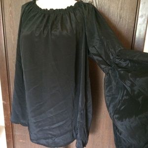 Black Plus Size Peasant Bell Sleeves Goth Top